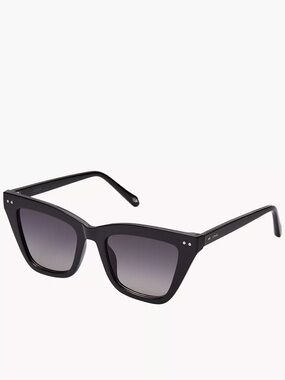 Fossil Black Cat-Eye Sunglasses with Gradient Gray Lenses